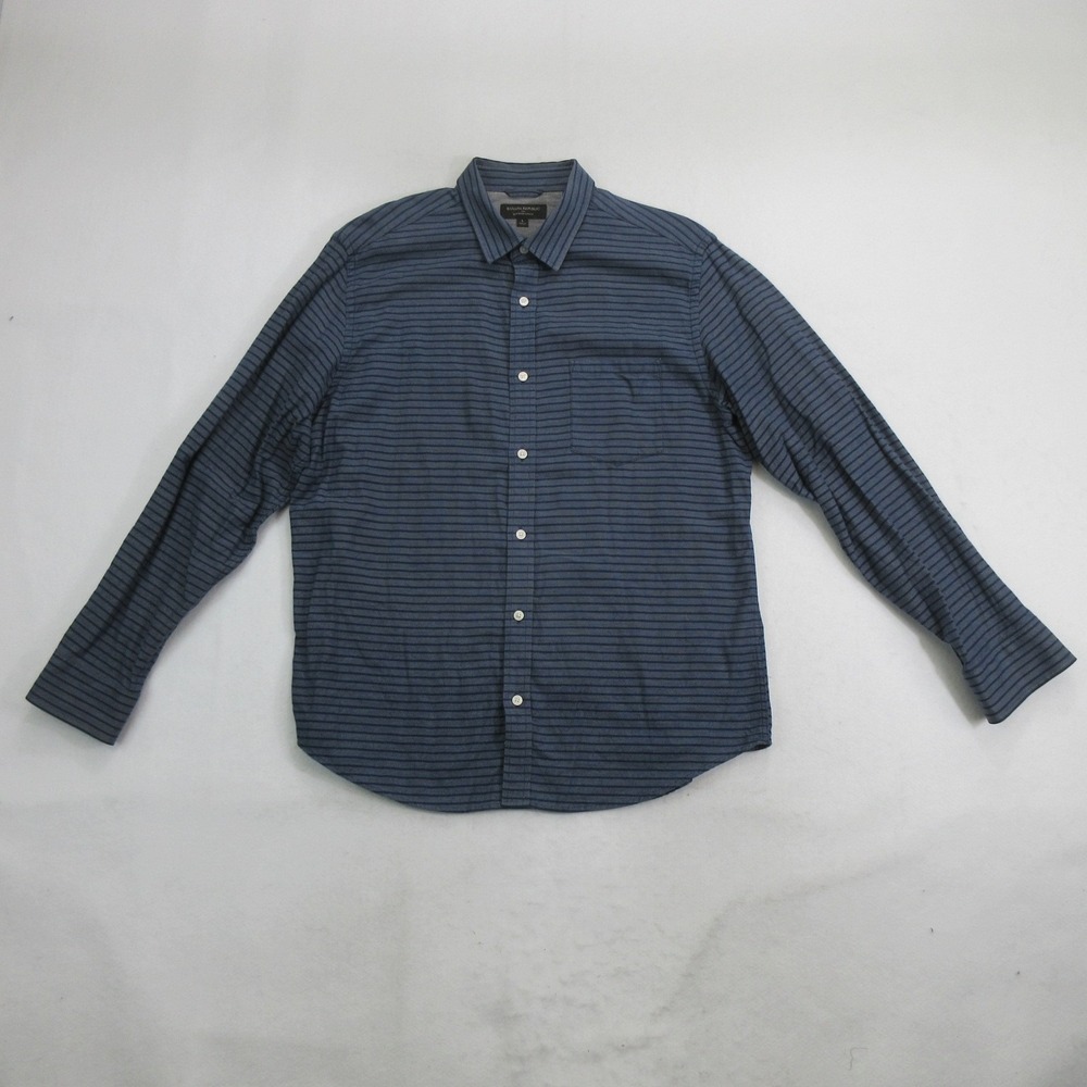 Banana Republic Men Shirt L Slim Fit Blue Striped Long Sleeve Button Down